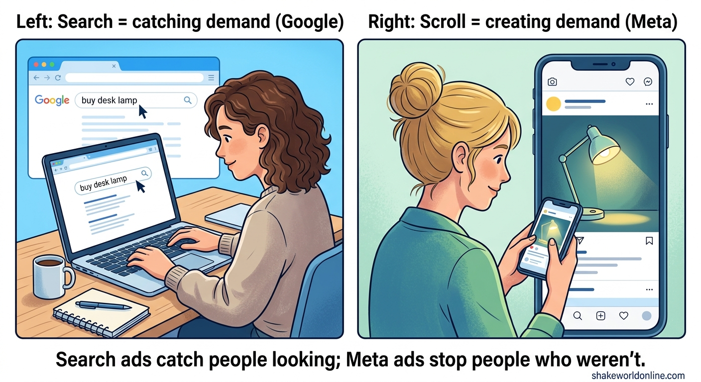 Search ads and meta ads